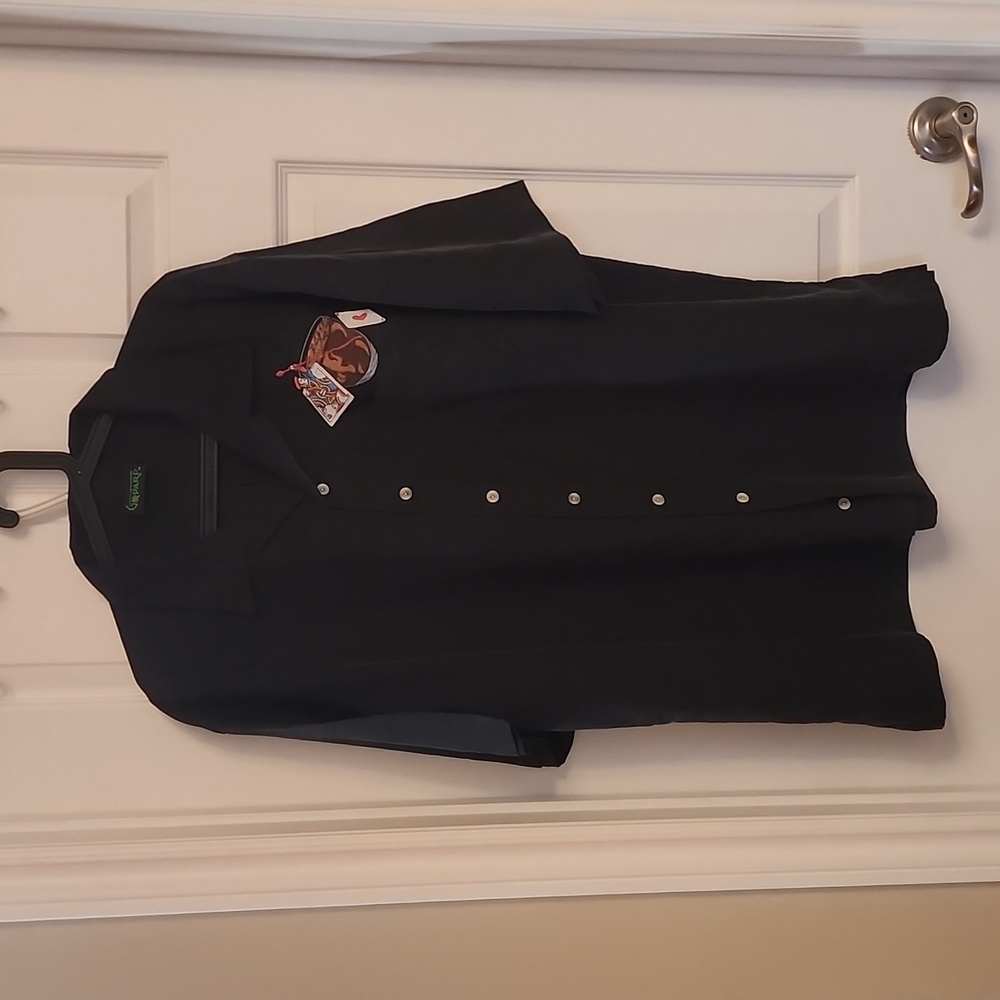 Michael Godard Black Men's Button Up Embroidered Playing Card T Shirt. Size XL.‎